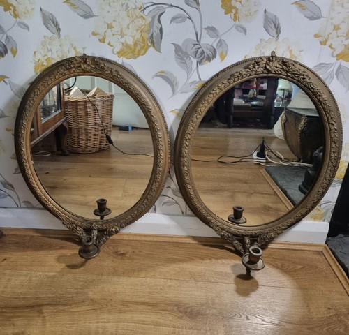 Pair antique girandole mirrors - girandole,