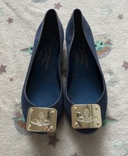 Vivienne Westwood Melissa Women’s Navy Blue Jelly Ballet Flat Shoes Size 5 EU 38
