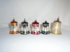 Blown Mercury Glass Bell Ornaments With Clackers Vintage Christmas Set of 4