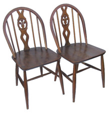 Pair 1960s Ercol Windsor Quaker Chairs BS 2055 Rare