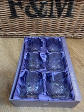 Edinburgh Crystal Whisky Glasses x 6 Mirage Pattern - New, Boxed.