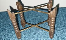 Vintage Asian Wood Barley Twist Collapsible Plant / Pot Stand 8.5cm High 