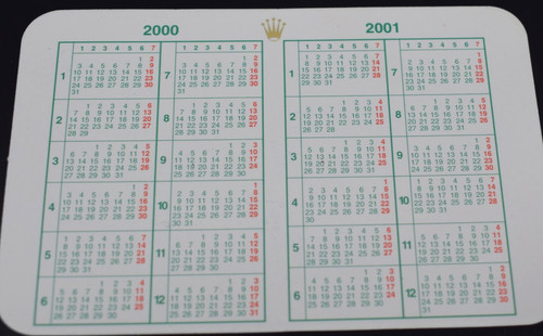 Rolex date calender 2000 - calender, 2000/01