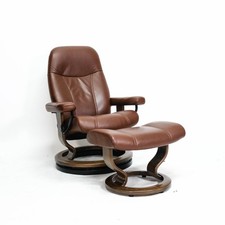 Ekornes Stressless Armchair Consul (S) With Stool Brown Leather Including Riser Ring