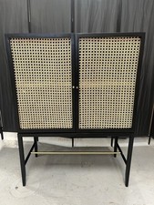 Swoon Raphia Drinks Cabinet, Black & Brass RRP719
