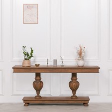 Jacobean Large Dark Wood 180cm Classic French Rustic Pedestal Hall Console Table