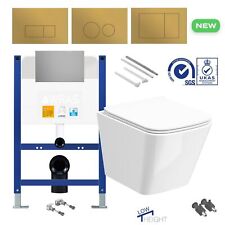 Rimless Wall Hung Toilet & Seat Low Height 0.80m Concealed Cistern Frame WC Unit