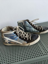 Golden Goose Deluxe Brand Slide Leather Sneakers Trainers Size 39 Blue - See Pic