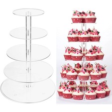 Clear Acrylic Round Cupcake Stand Display Wedding & Party 5 Tier Cup Cake Holder