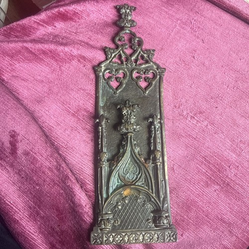 Antique brass gothic push - antique,