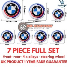 7x BMW 50th Anniversary Emblem Centre Caps Badges Set 82mm 74mm 68mm 45mm UK