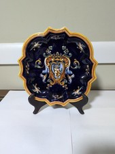 Vintage Gien Renaissance Fond Bleu Plate France Cherub French Porcelain