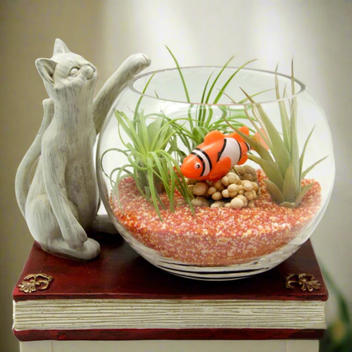 Cat glass fish bowl ornament - bowl,