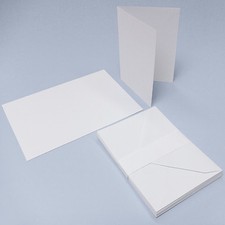50 or 1 A6 White/Cream Blank/Plain Greeting Craft Cards with Env. Pre-Scored A5