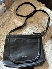 Pierre Cardin Womens Shoulder Bag Black Faux Leather Double Zip New Unused