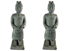 Standing Warrior Resin Terracotta Effect Grey Aged Garden Statue Ornament Garden