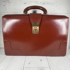 Houghton Co Leather Breifcase Bag Brown Gladstone Doctor Teacher Vintage 60s 70s