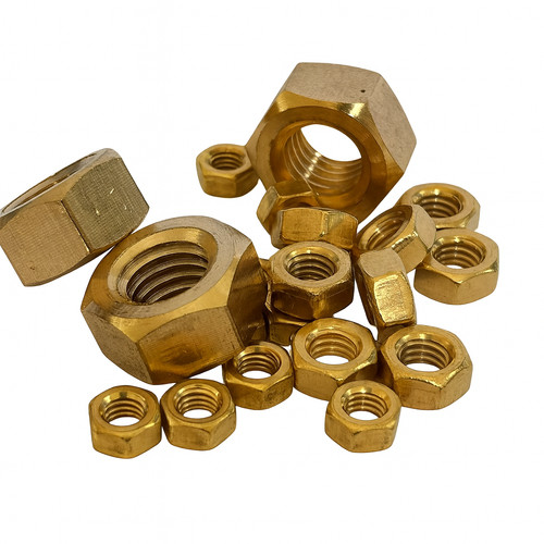 Solid brass full hex nut - hex,