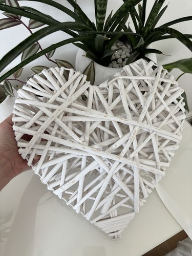 White wooden heart - white,