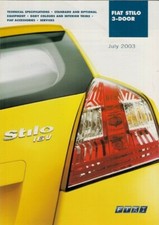 Fiat Stilo 3-dr Specifications 2003 UK Market Brochure Active Dynamic Abarth