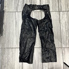 Men’s Milwaukee Black leather Biker chaps with belt Large