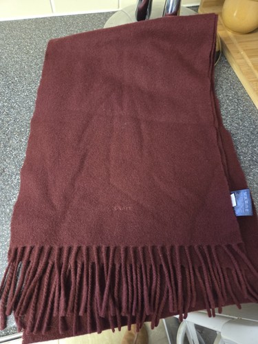 Gant lambswool burgundy fringe - lambswool,