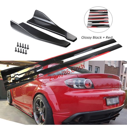 Gloss black red side skirt - gloss,