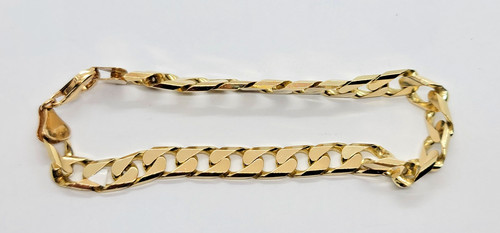 Mens 9ct gold curb bracelet - curb,