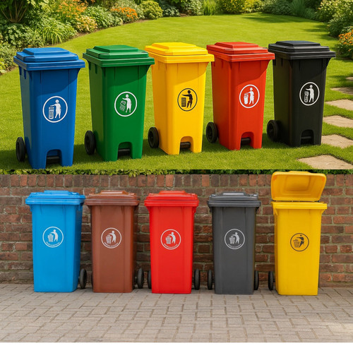 Outdoor wheelie bin trash - bin, can
