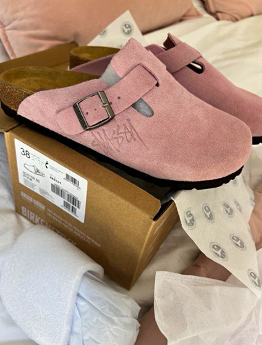 Birkenstock boston pink - boston, suede