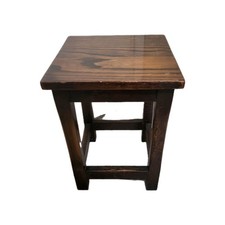 Vintage Tudor Style Oak Small Side Table Joint Legs Height 41cm #2