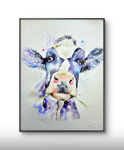 Original cow watercolour - original,