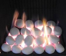 GAS FIRE COALS PEBBLES REPLACEMENT 20 WHITE STONES 60MM LIVING FLAME MADE IN UK