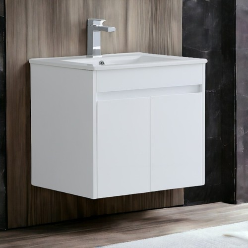 White 600mm wall hung basin - 600mm,