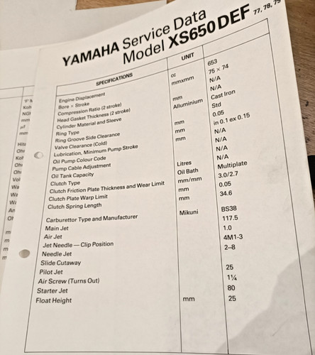Yamaha xs650 def service - def, 77-79
