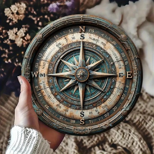 Wooden nautical compass wall - nautical,