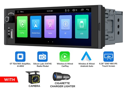 Single din ips head unit - din, 6.28"