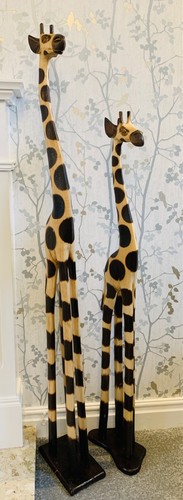 Wooden giraffe statue brown - wooden, in