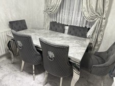 160cm marble dining table + 6