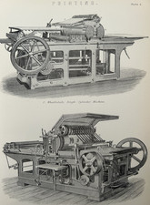 1870 Printing Press Ingram Wharfedale Machine Antique Industrial Engraving Print