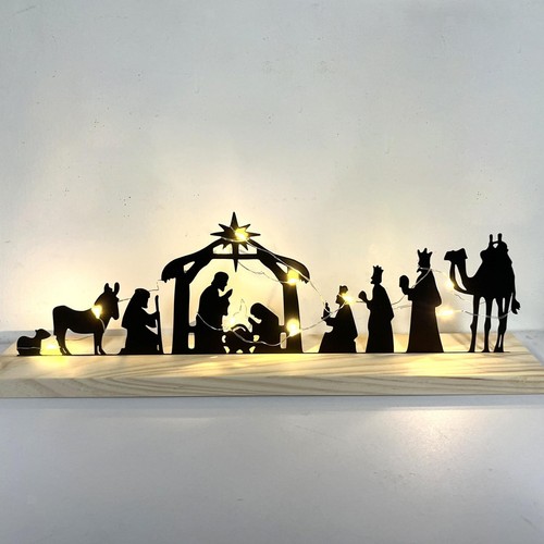Metal nativity set - metal, christmas