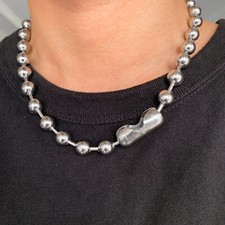 8/10/12mm Cool Silver Mens Ball Chain 316L Stainless Steel Necklace or Bracelet