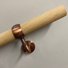 Handrail Stair Rail -  Round Oak with Rose Gold Slider Brackets