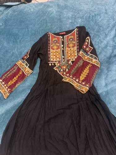 Black embroidered pakistani - embroidered, a