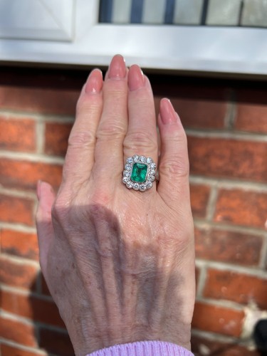 Emerald and diamond cluster - emerald,