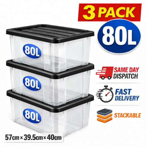 80l clear plastic storage - x,