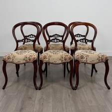 Antique 19th Century Set Of 6 Balloon Back Dining Chairs ( REF AF-4573 )