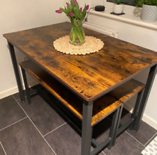 Industrial Dining Table Vintage 2 Bench/Chairs Set Rustic Metal 4 Seater Kitchen