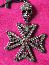 Butler & Wilson Keyring Skull Smoky Crystal Rhinestones Dark Season Halloween.  