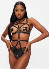 Ann Summers Tempt Crotchless Body Size S 8-10 Black RRP £36